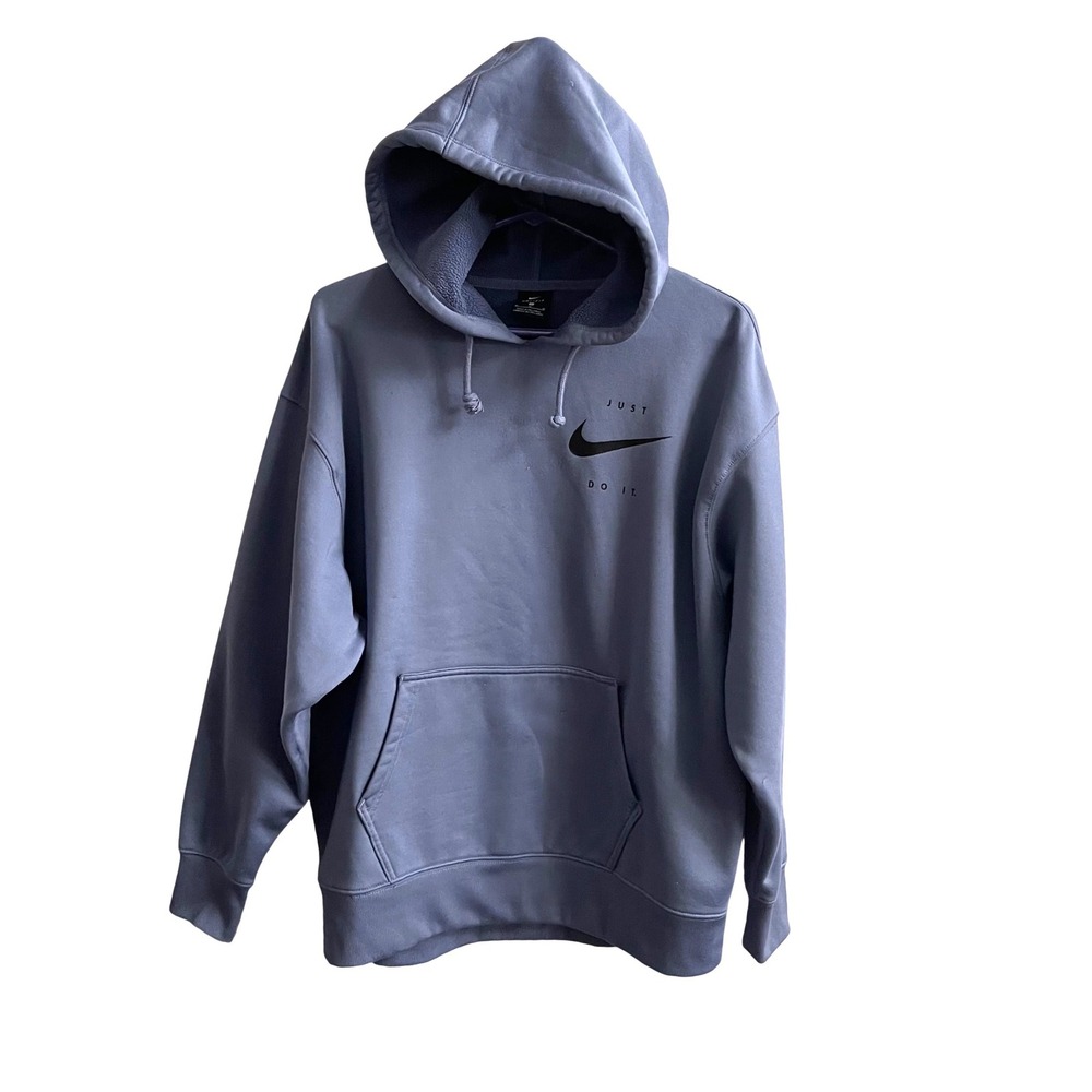 Nike Hoodie Women Medium Blue Gray Athleisure Just Do It Dri-FIT Fleece Pullover